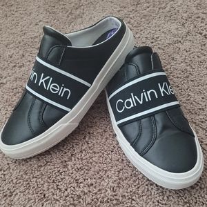 Calvin Klein Slip On Mule Sneaker Black/White Sz 8.5
